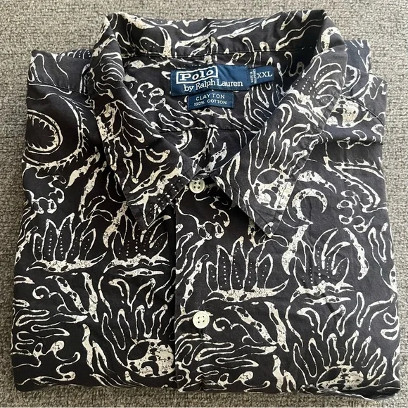 XL ポロ ゴルフ Polo Golf Clayton 開襟 シャツ 花柄 黒 2023 Aloha Capsule Collection: Golf Fashion with Island